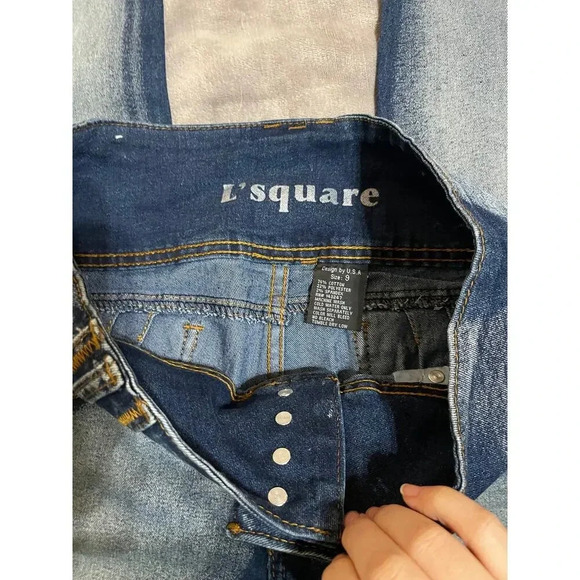 NWOT L’Square SZ 9 Long Pants Jeans Distressed High Button Stretch - Picture 5 of 5